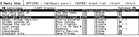 Screen Shot of a CD catalogue search in Music Star