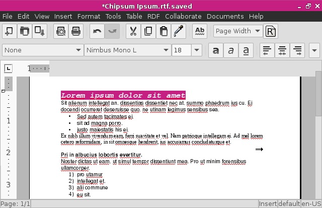 AbiWord can process words.