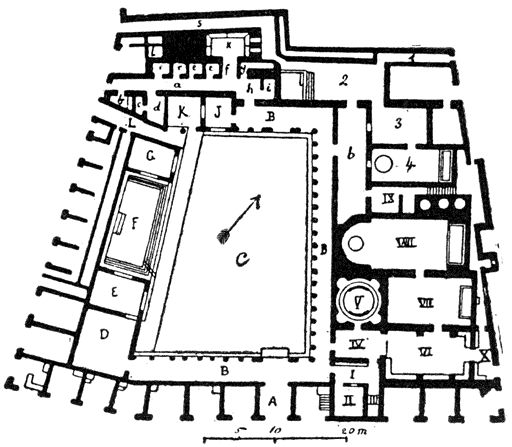 Plattegrond van een balneum.