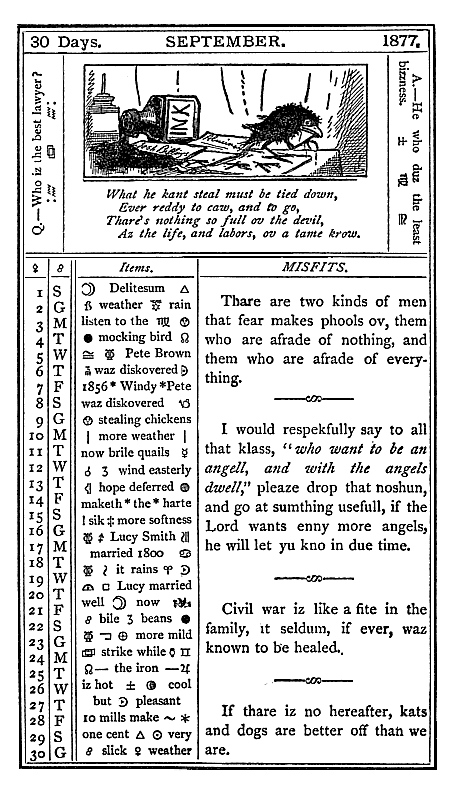 almanac September 1877