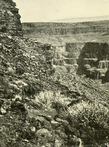 Looking across the
Grand Canyon (Inner Gorge) near the Foot of the Toroweap.