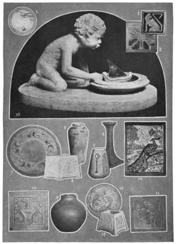 Image unavailable: Problems in Cement by Students of an Art School. 1 to 3
are Elementary Problems. 4 to 13 are Secondary Problems. 14 is a Palette
Knife Painting in Colored Cement. 15 is a Fish Bowl and Sun-Dial Made in
Cement by the Use of a Glue Mold.